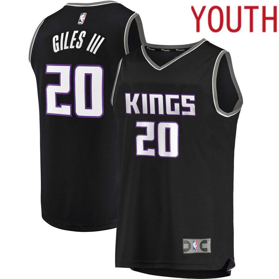 Youth Sacramento Kings 20 Harry Giles III Fanatics Branded Black Fast Break Replica Player NBA Jersey